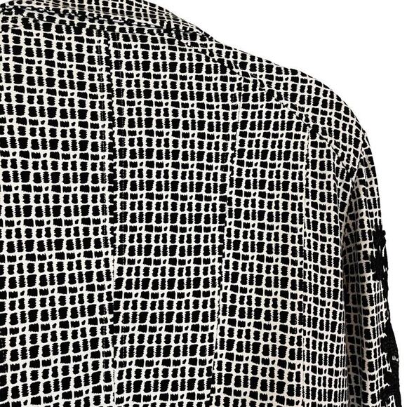 Chicos Womens Black White Lace Applique Ponte Knit Stretch Blazer Jacket 1 8 10 - Picture 13 of 16